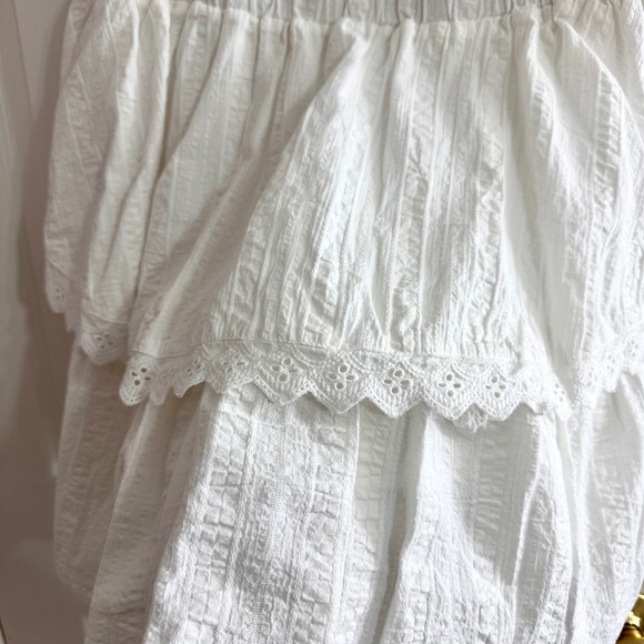 Free The Roses White Ruffle Lace Prairie Mini Dress Feminine Cottage Large - Picture 7 of 8